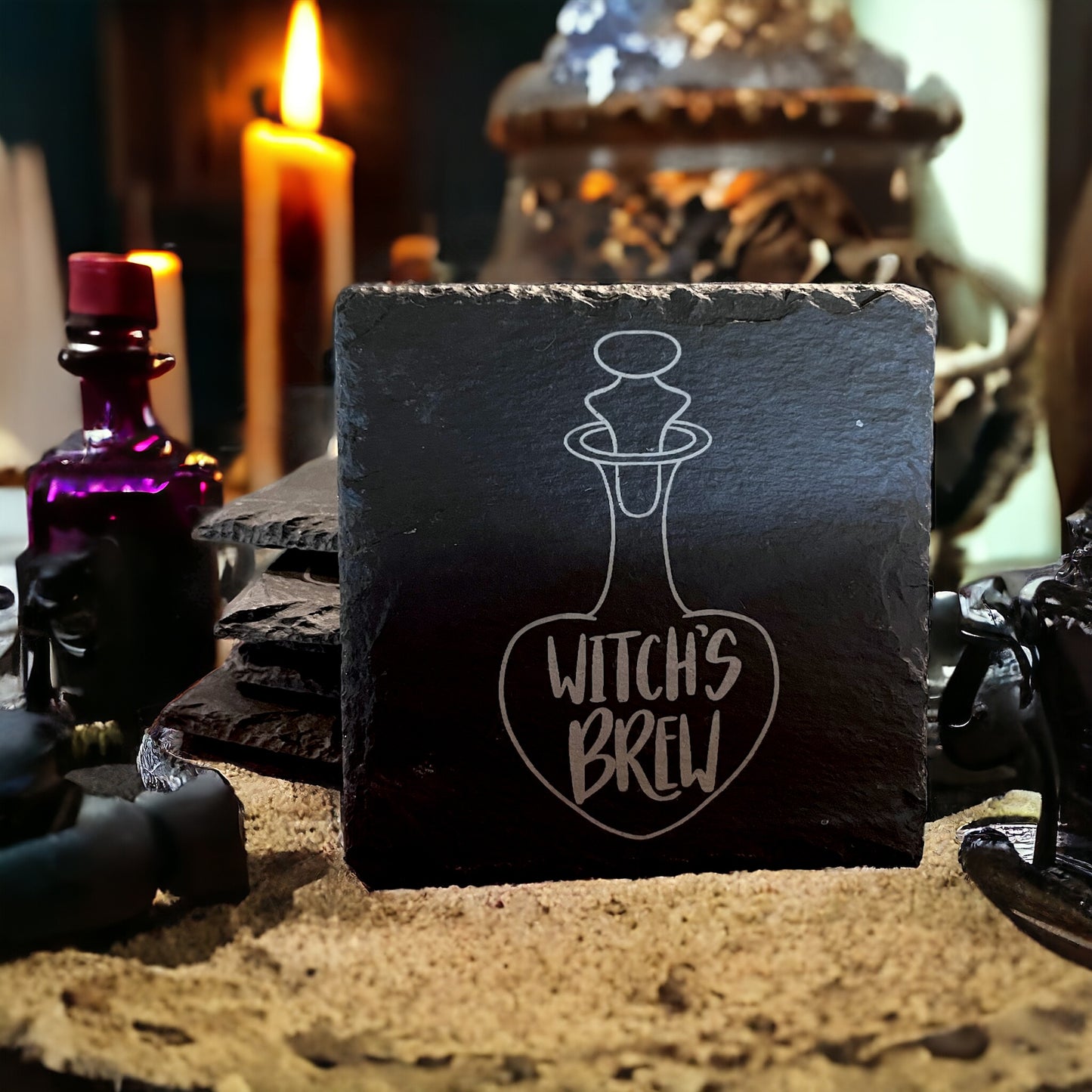 Witchy Slate Coaster by Curunír Crafts