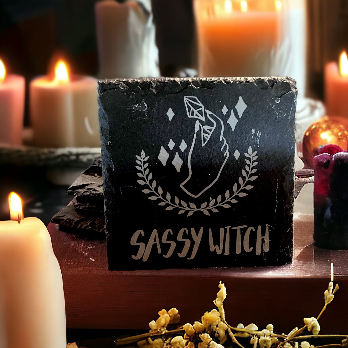 Witchy Slate Coaster by Curunír Crafts