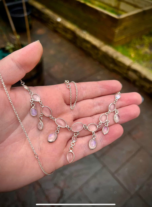 Tegan’s High Grade Moonstone & Clear Quartz Necklace