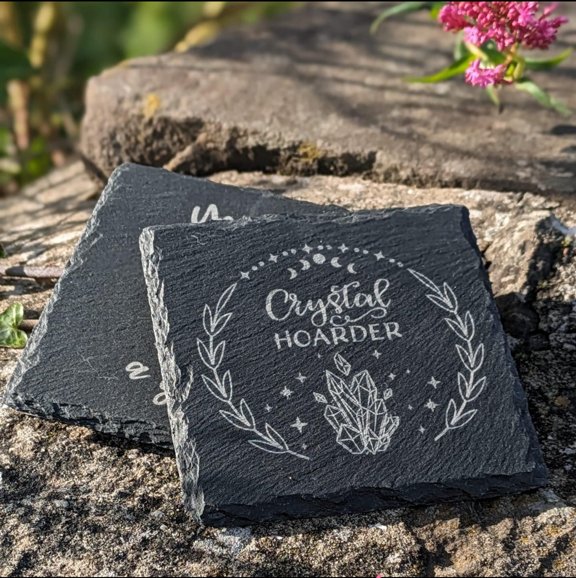 Funny Crystal Slogan Slate Coaster by Curunír Crafts