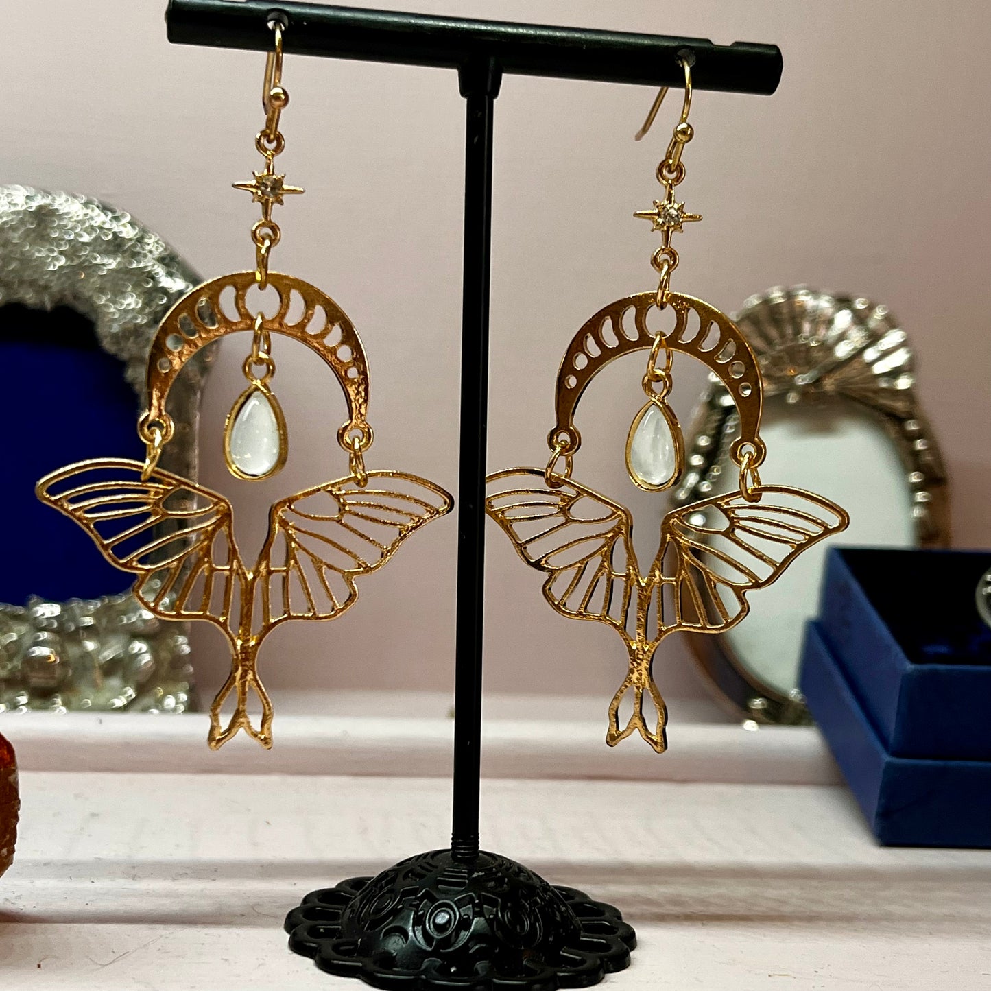 Tegan’s Cat Eye Moth Earrings