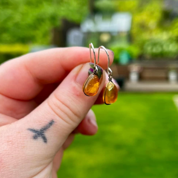 Tegan’s Sterling Silver Amber Earrings