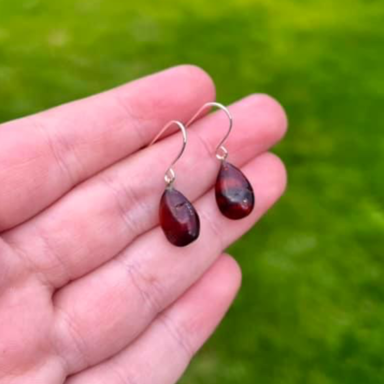 Tegan’s Sterling Silver Darker Amber Earrings
