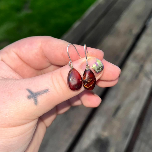 Tegan’s Sterling Silver Darker Amber Earrings