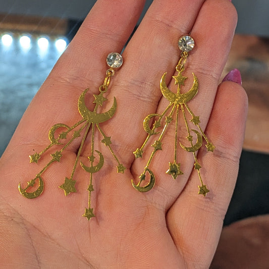 Tegan's Star & Moon Earrings (Gold Plated)