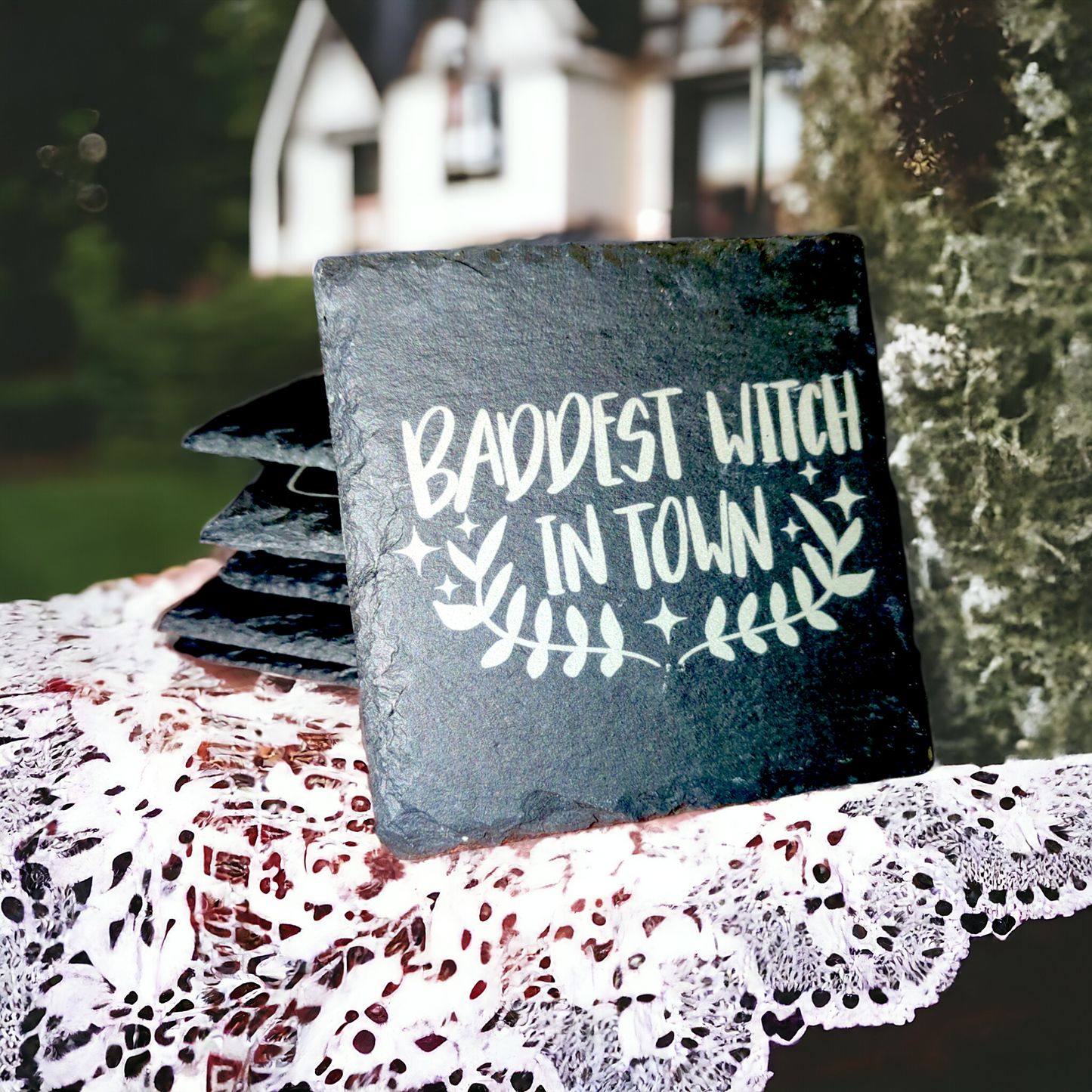 Witchy Slate Coaster by Curunír Crafts