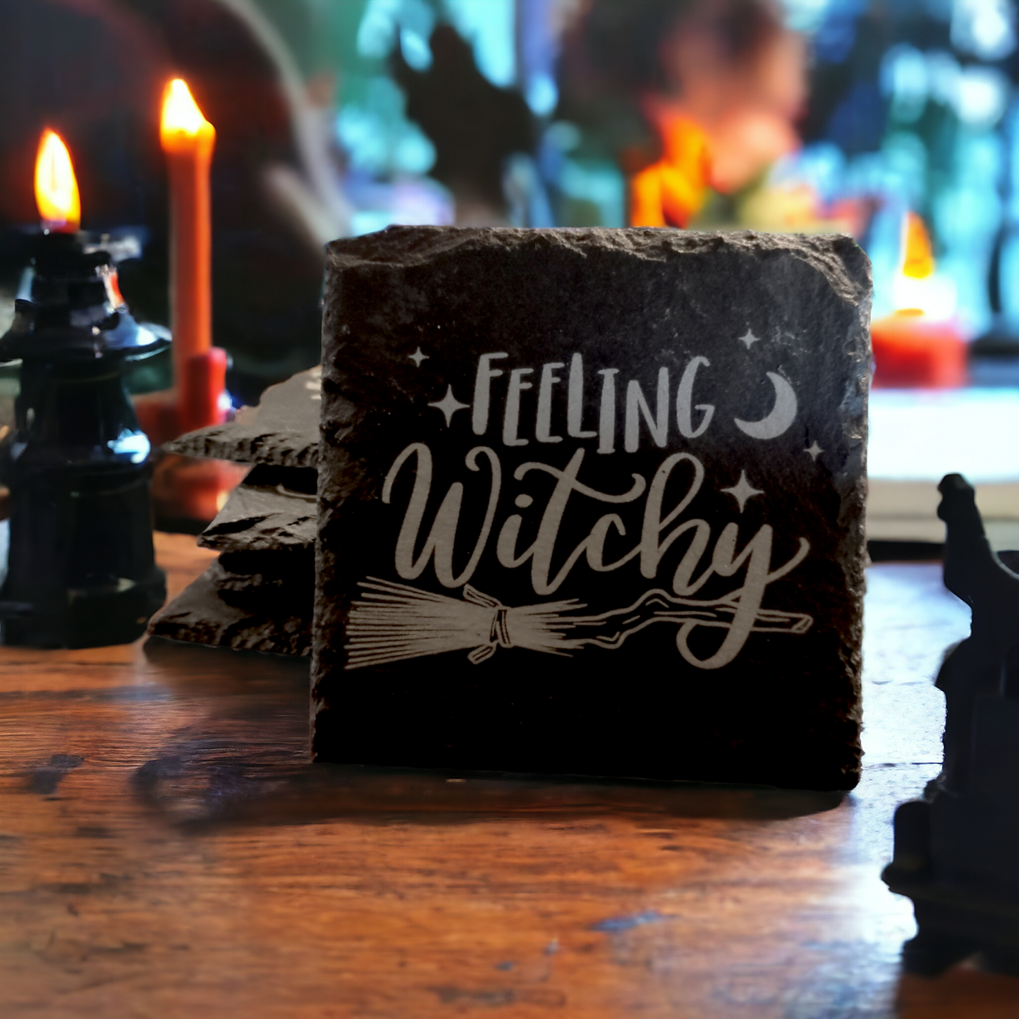 Witchy Slate Coaster by Curunír Crafts