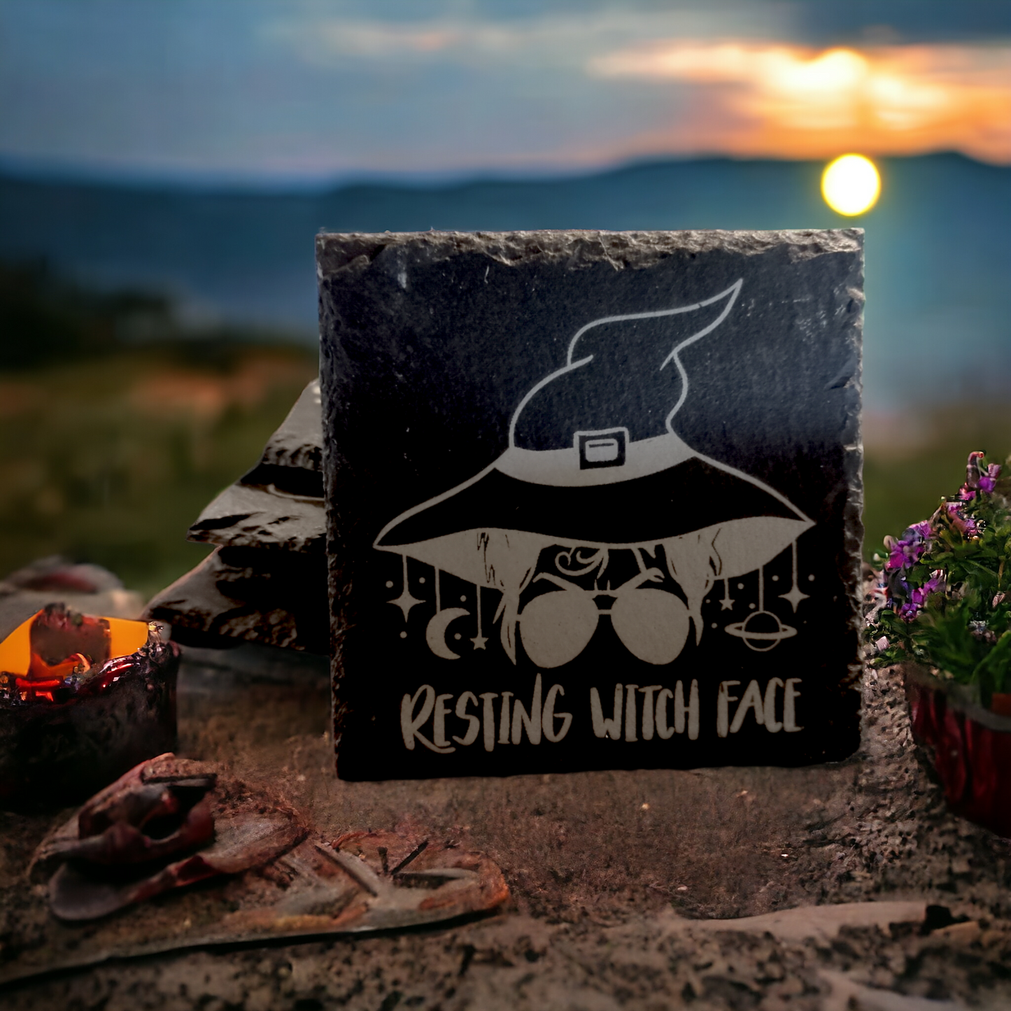 Witchy Slate Coaster by Curunír Crafts