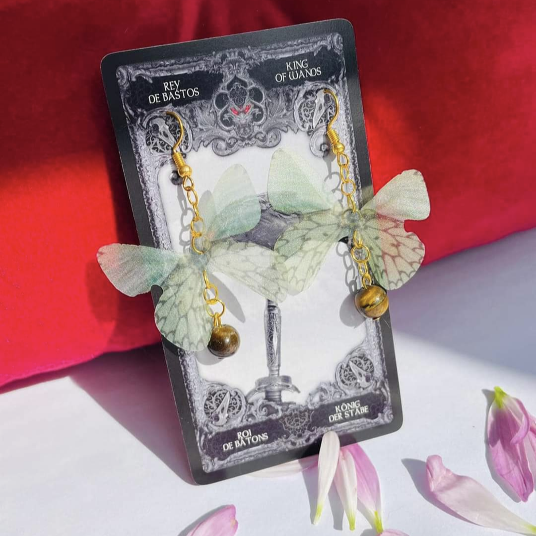 Tegan's Butterfly Fabric Tiger Eye Earrings