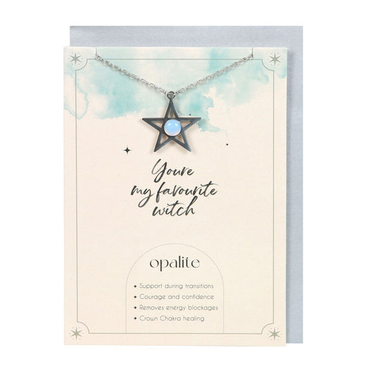 Opalite Star Necklace Greetings Card
