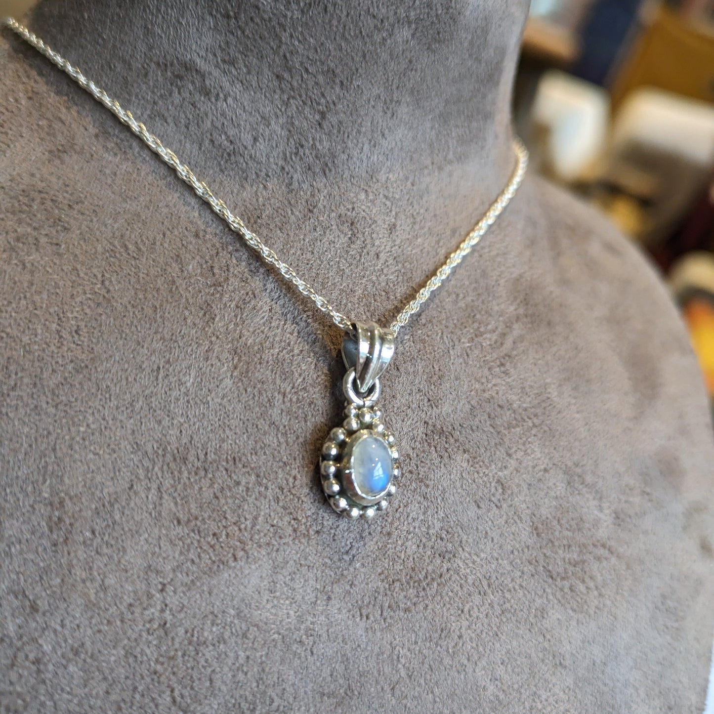 Sterling Silver Rainbow Moonstone Necklace