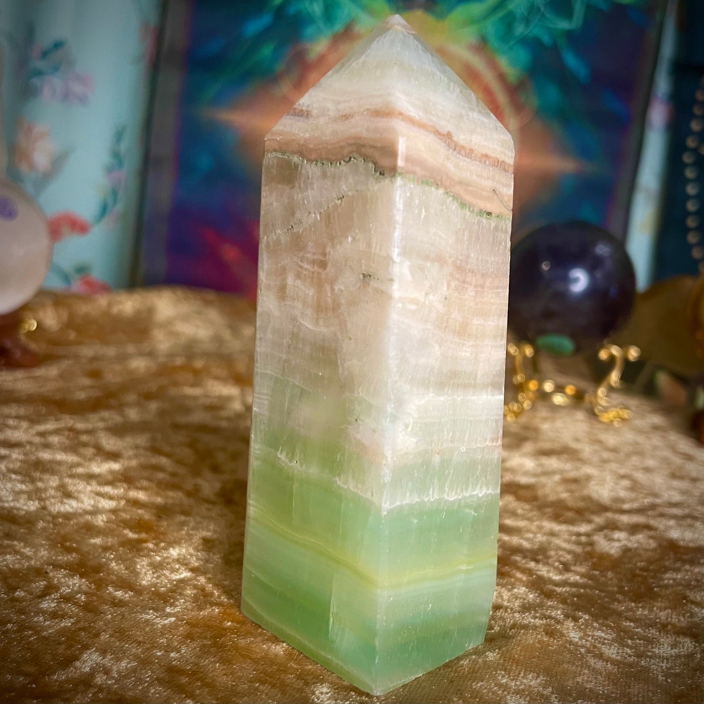 Pistachio Calcite Obelisk (PCT02)