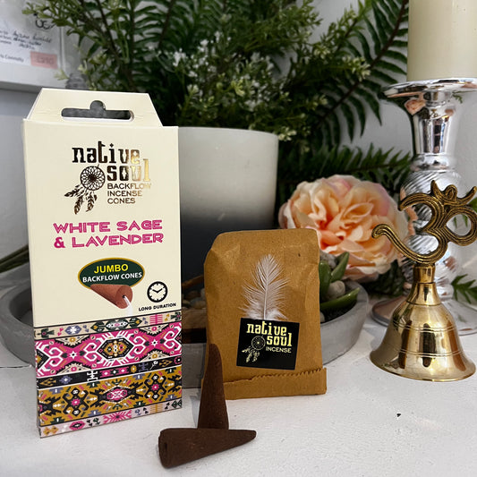 Palo White Sage & Lavender Native Soul Jumbo Backflow Incense Cones