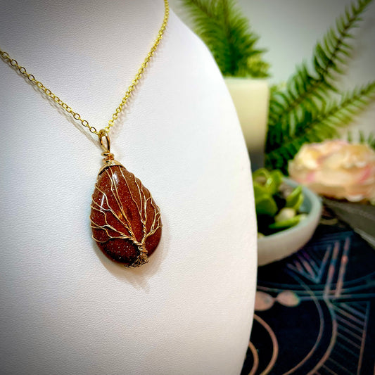 Goldstone Tree of Life Necklace