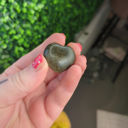 Mini Gold Sheen Obsidian Heart