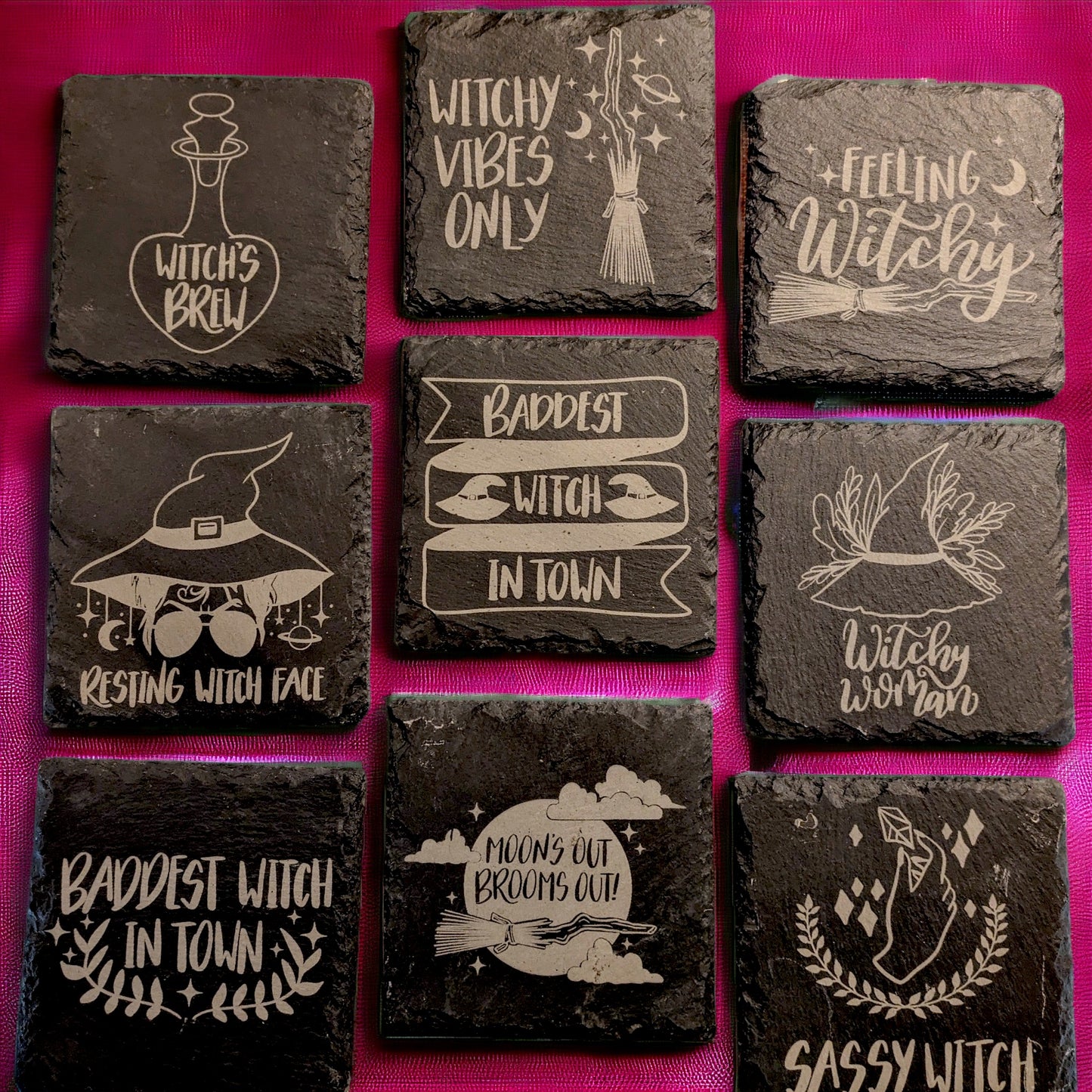 Witchy Slate Coaster by Curunír Crafts