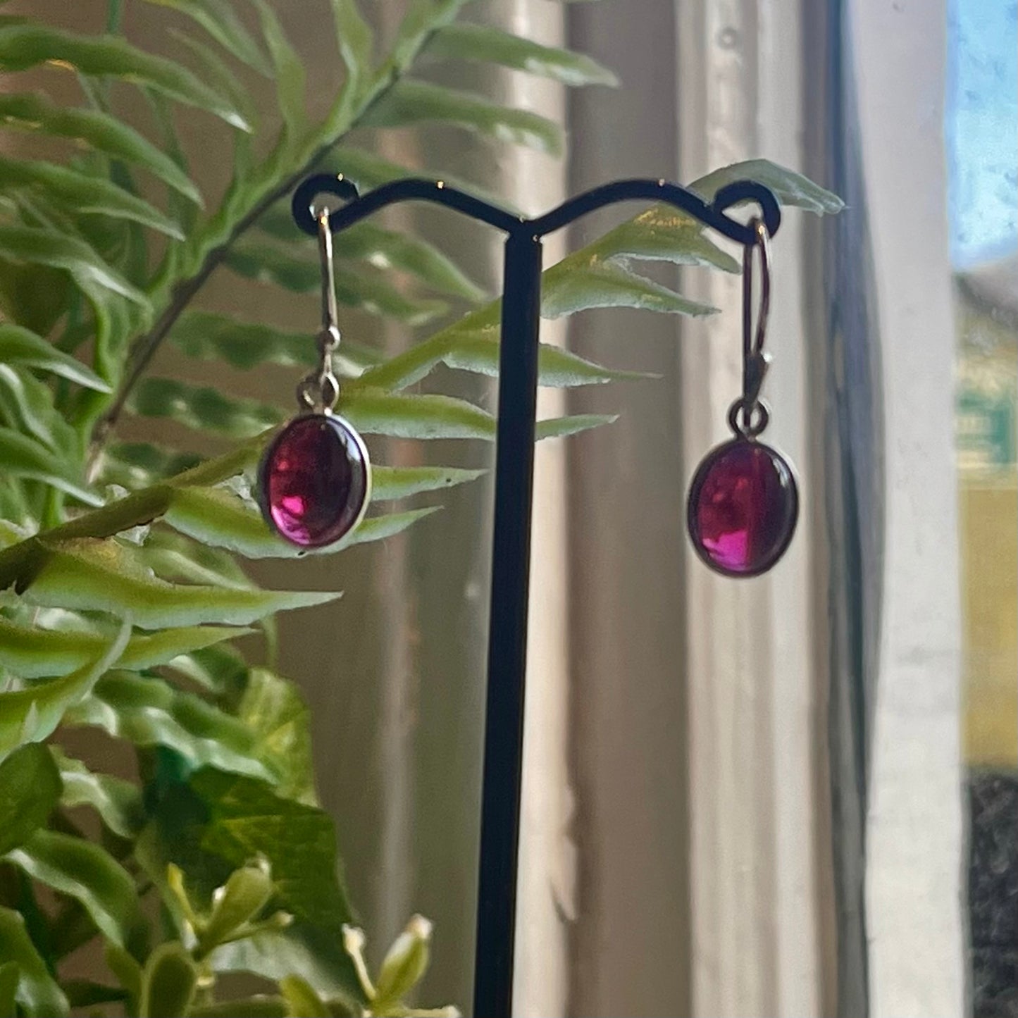 Sterling Silver Garnet Earrings