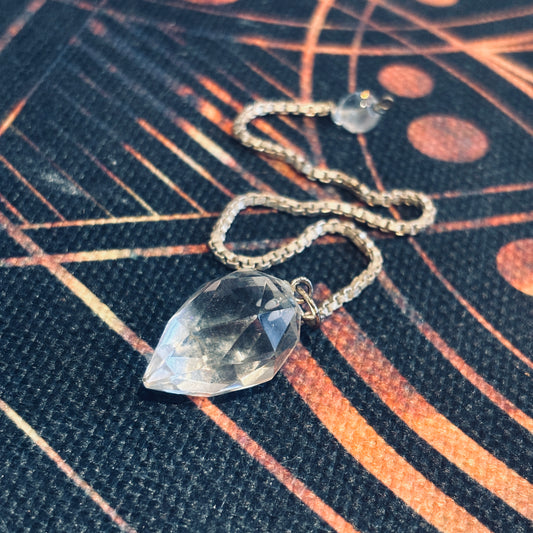 Faceted Clear Quartz Pendulum