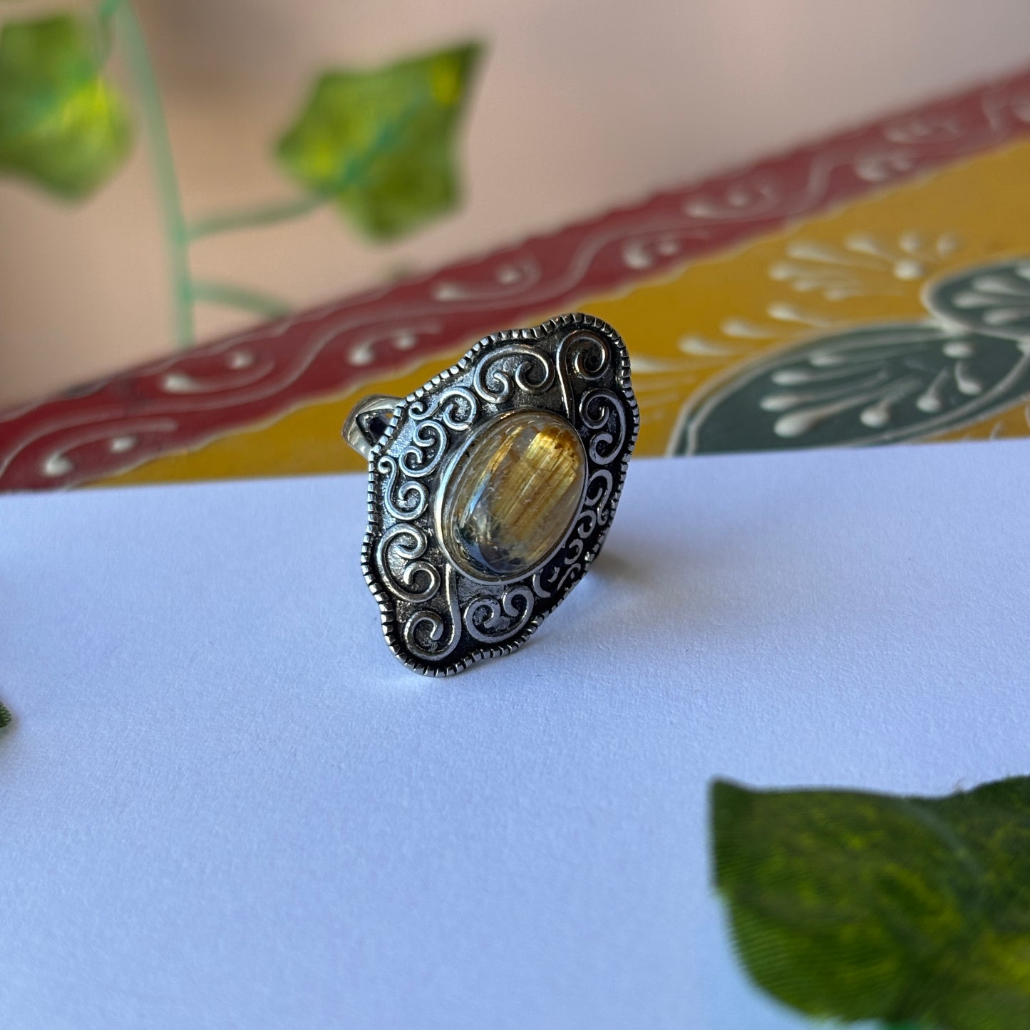 Rutilated Quartz Adjustable Ring