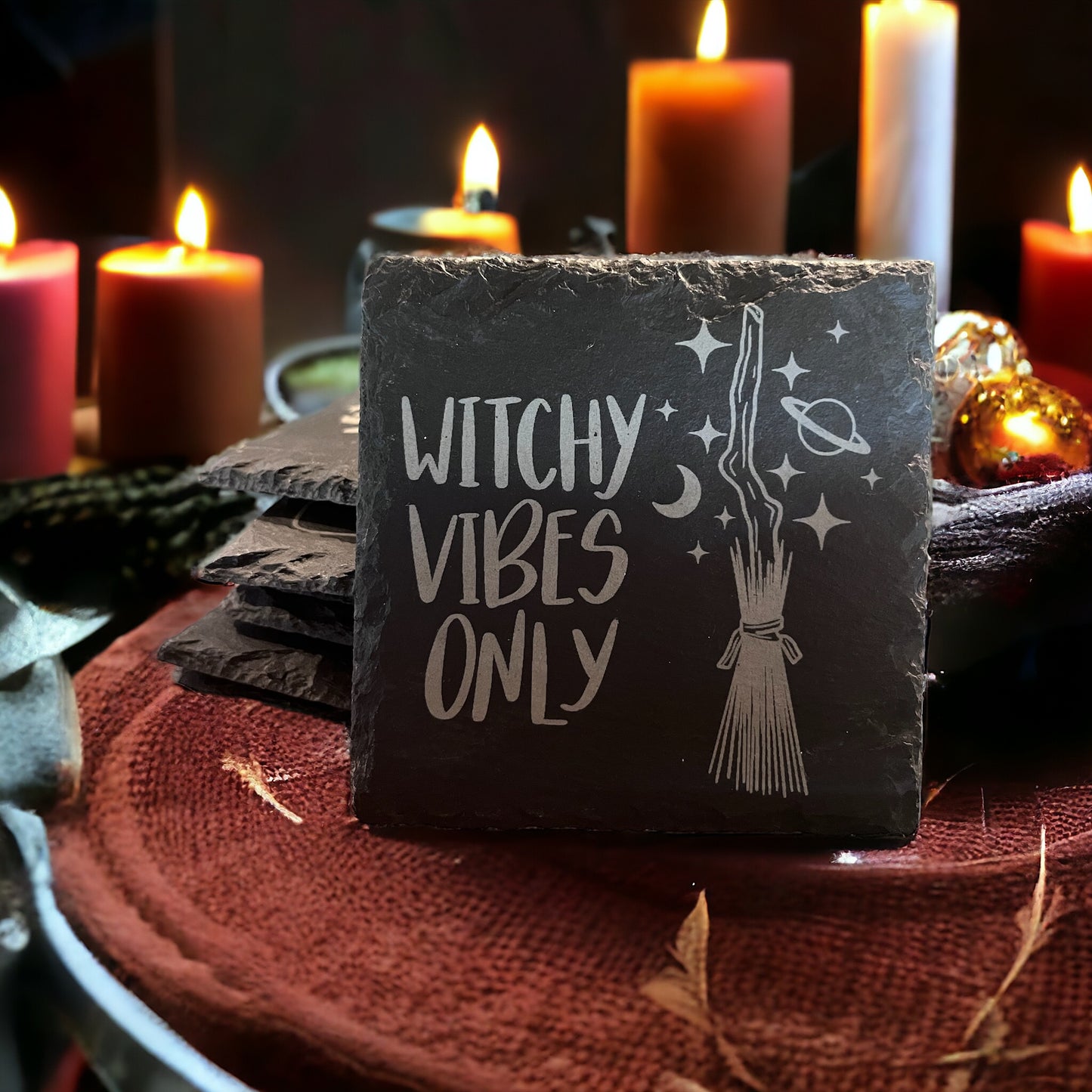 Witchy Slate Coaster by Curunír Crafts