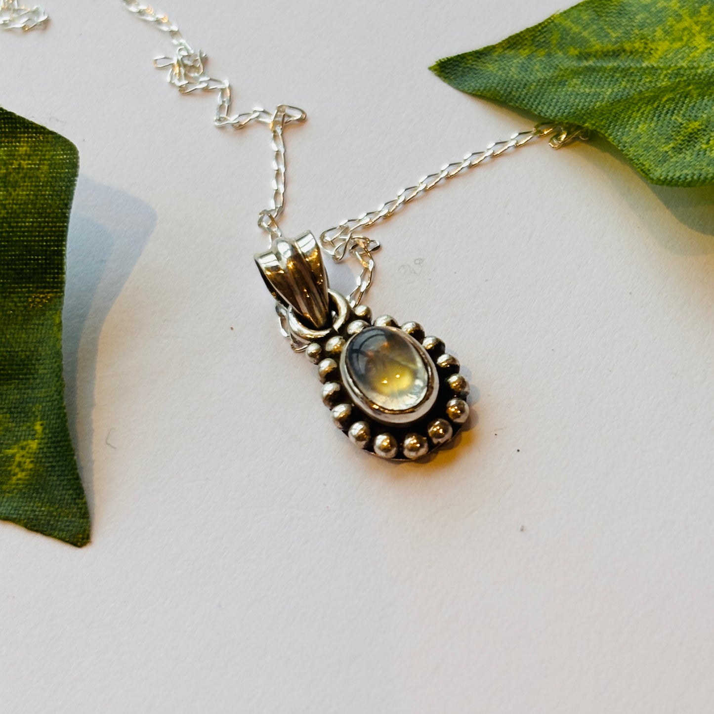 Sterling Silver Rainbow Moonstone Necklace