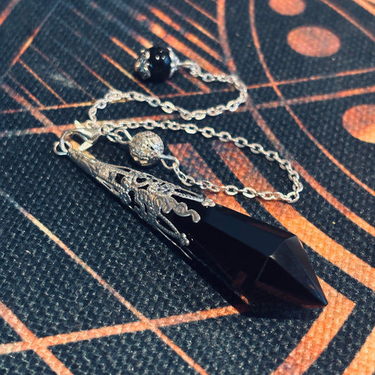 Black Obsidian Faceted Pendulum