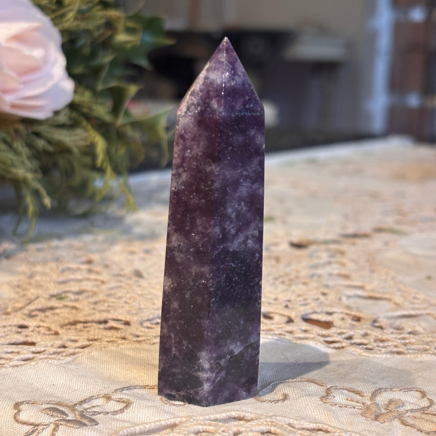 Lepidolite & Quartz Pillar (LT05)