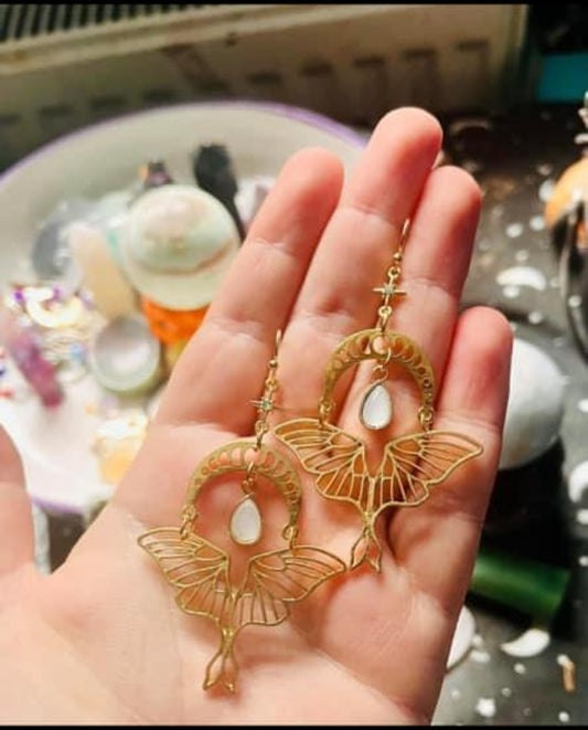 Tegan’s Synthetic Opal Moth Earrings