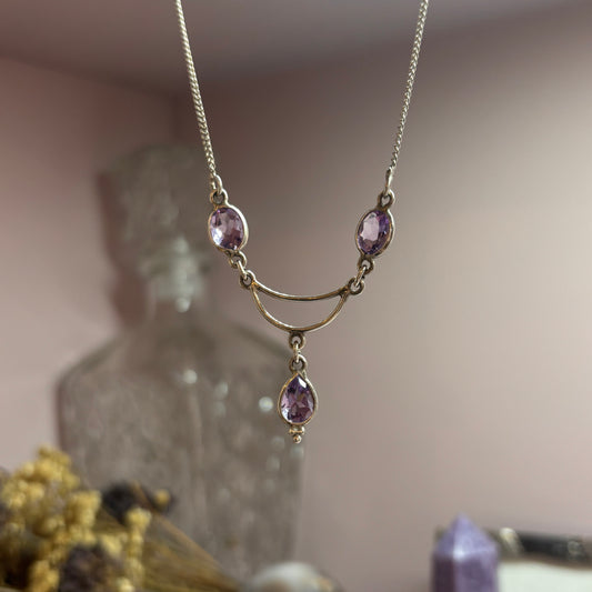 Tegan's Sterling Silver Amethyst Moon Necklace