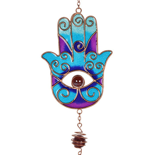 Blue Hamsa Hand Windchime