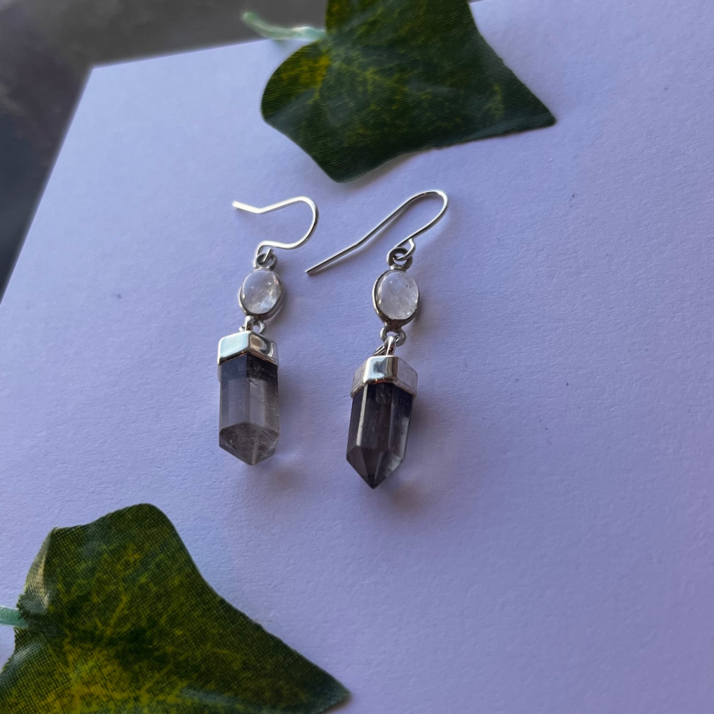 Tegan’s High Grade Smokey Quartz & Moonstone Earrings