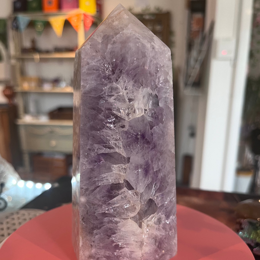 Large Amethyst & Cherry Blossom Agate Matrix Tower