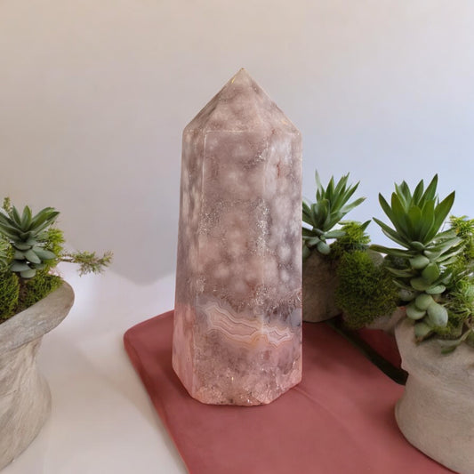 Cherry Blossom Agate & Pink Amethyst Tower (CPA01)