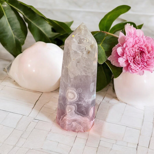 Cherry Blossom Agate & Pink Amethyst Tower (CPA03)