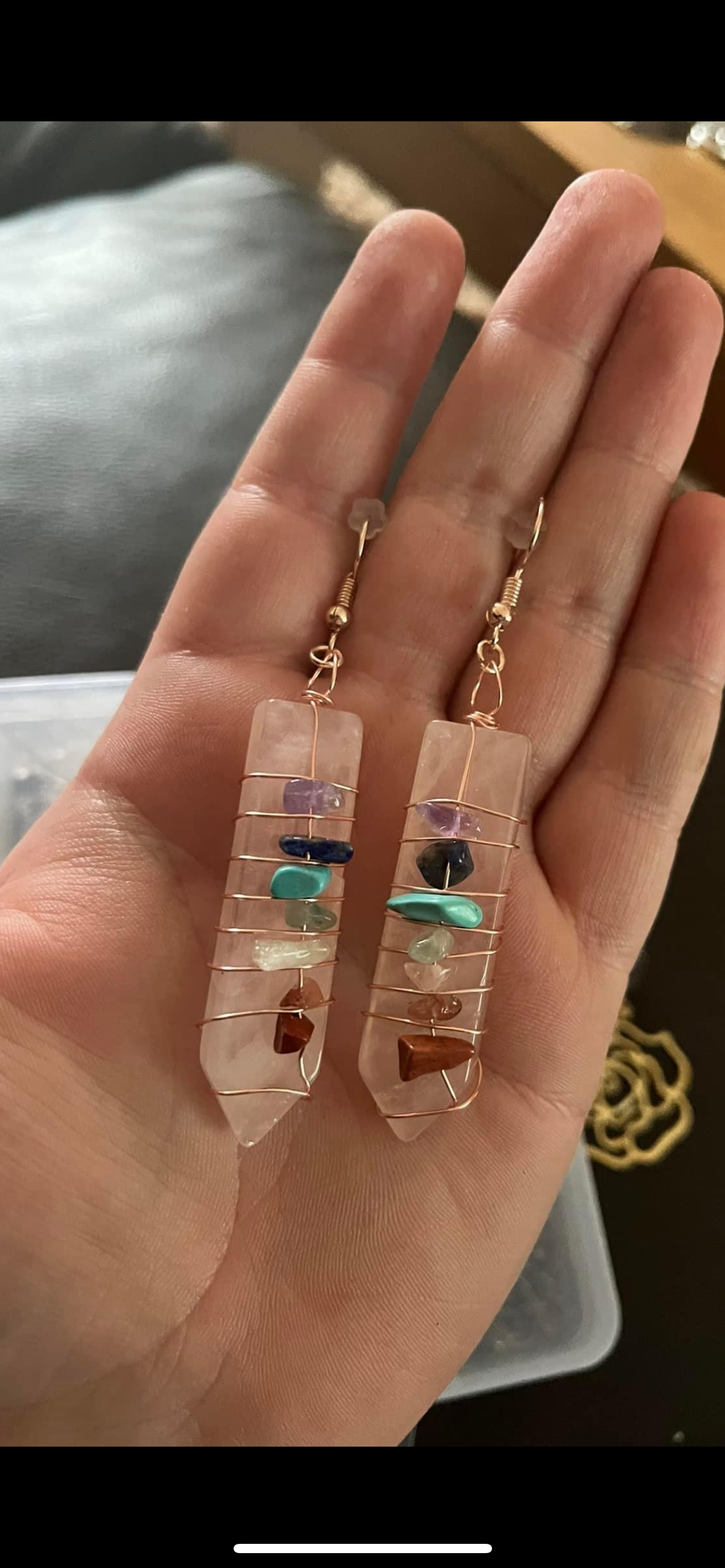 Tegan’s Rose Gold Rose Quartz Chakra Earrings