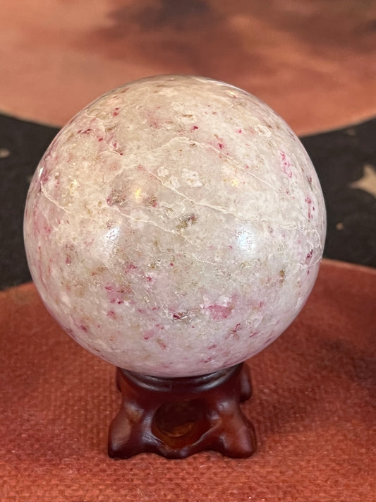 "Cinnabrite" Rosalinda aka Cherry Blossom Stone (Thulite in Meionite) Sphere