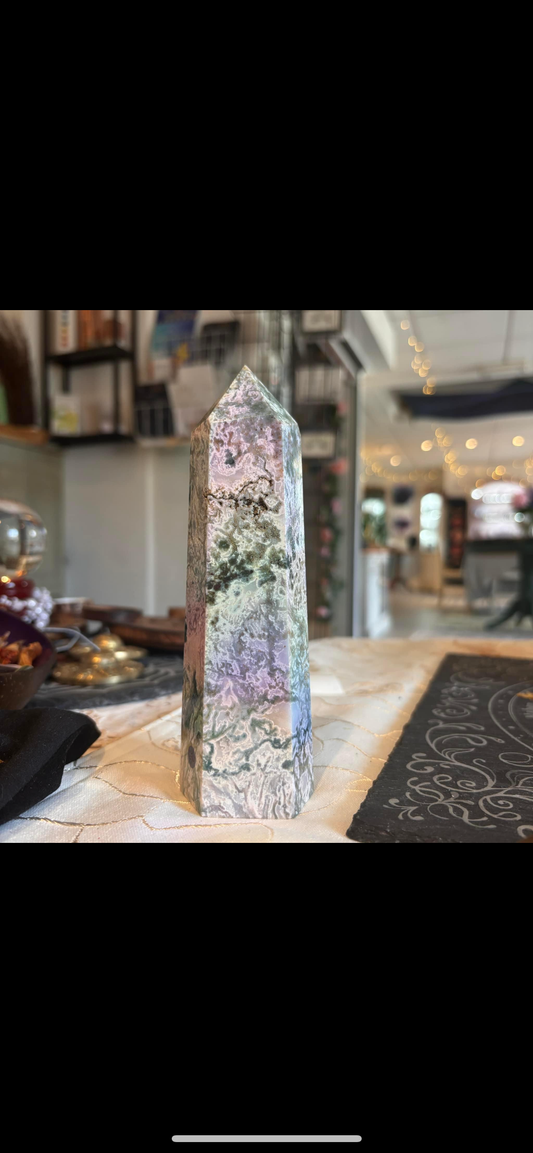 Angel Aura Moss Agate Tower