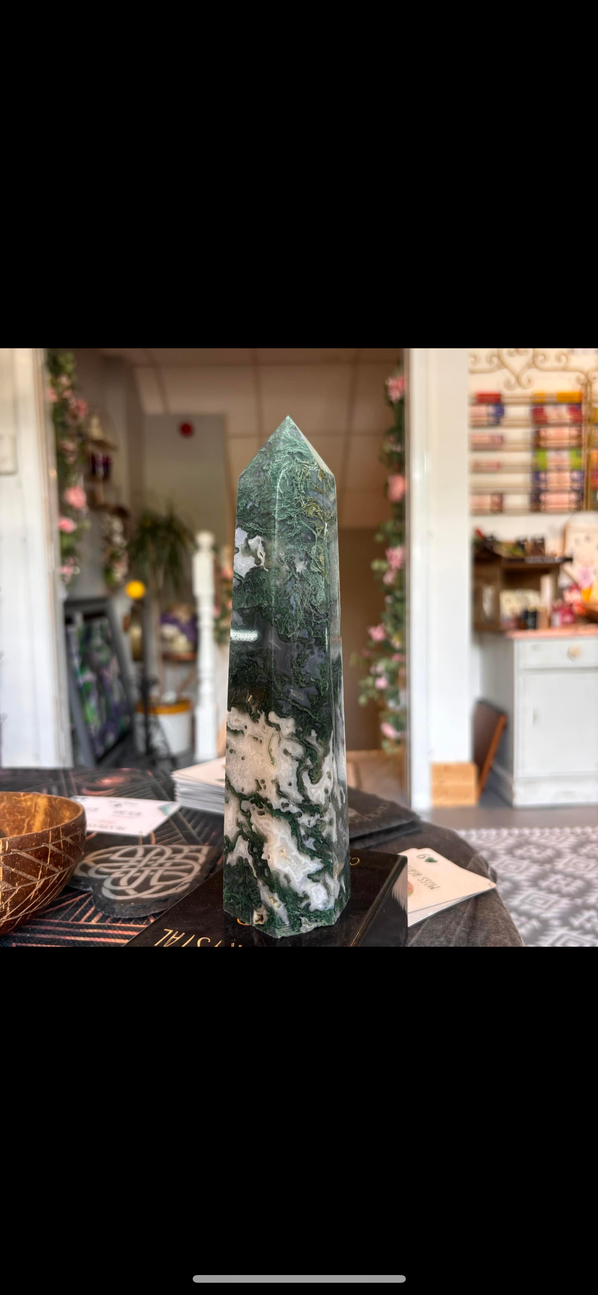 Large Moss Agate Tower