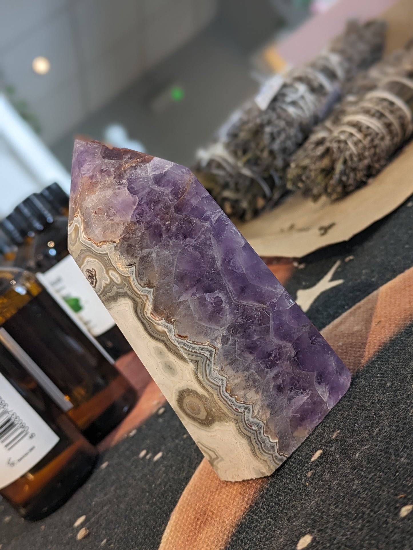 Amethyst & Crazy Lace Agate Tower