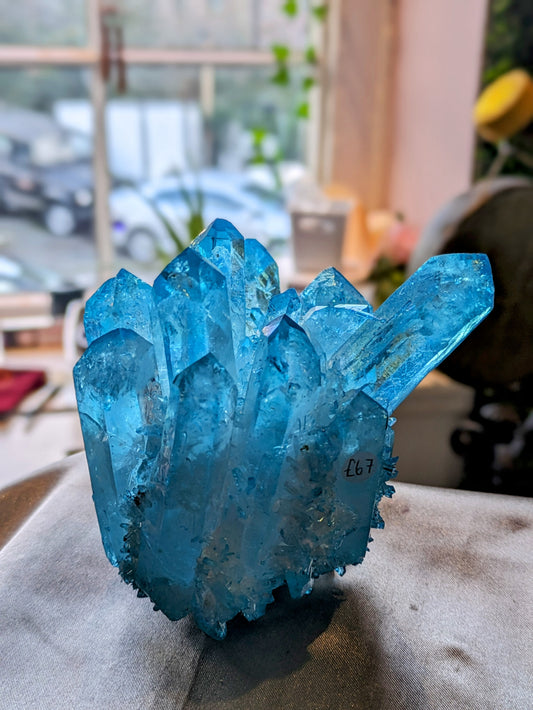 Aqua Aura Quartz Cluster