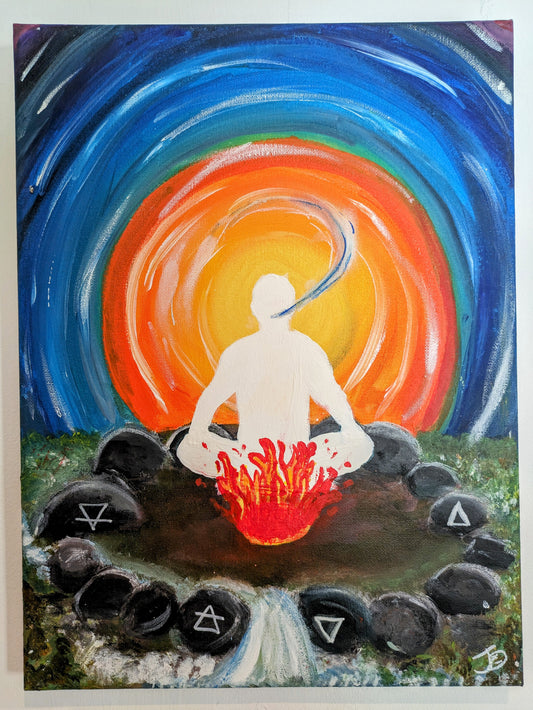 Honouring The Elements ~ Meditation Circle.( Earth, Fire, Air, Water, Spirit, Ether) - Original Painting