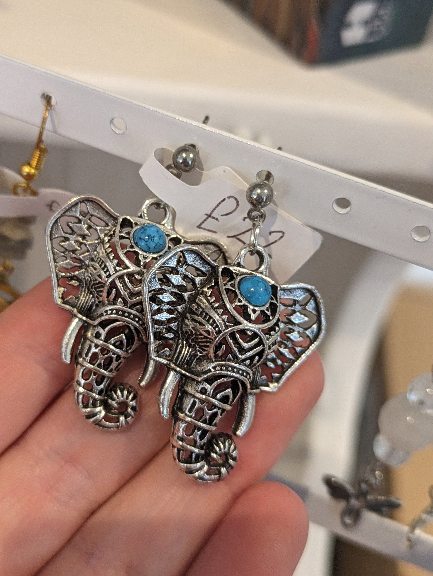 Tegan's Sterling Silver Howlite Elephant Earrings