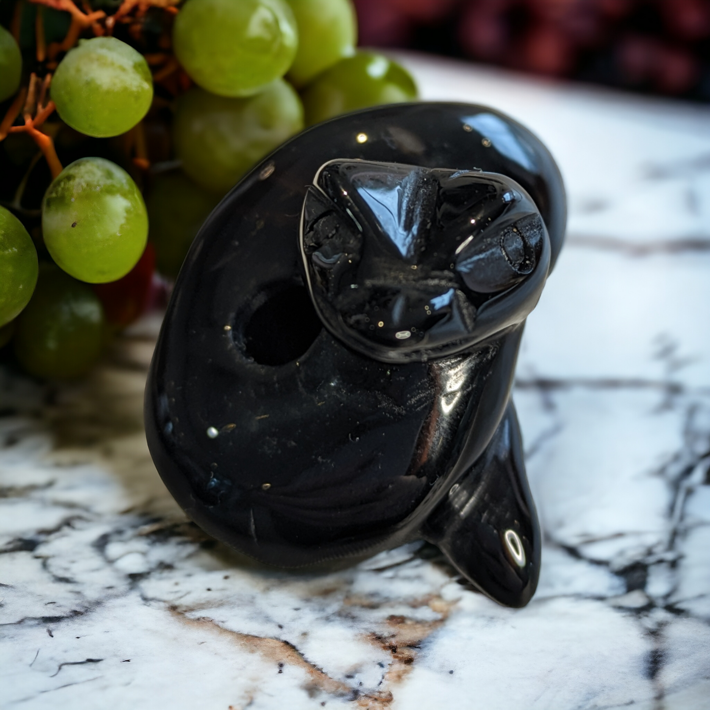 Black Obsidian Cobra Carving