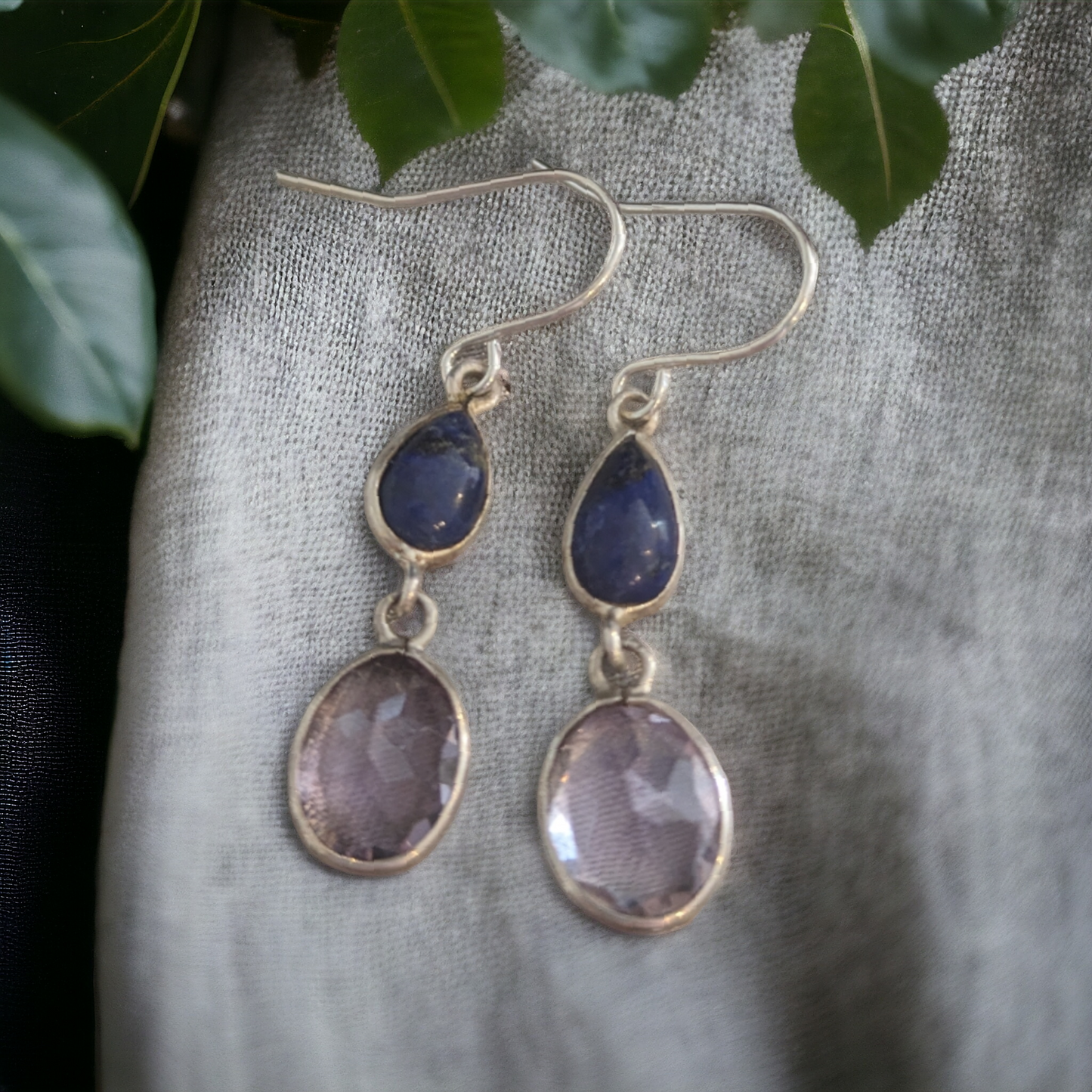 Tegan's Sterling Silver Lapis Lazuli & Amethyst Earrings