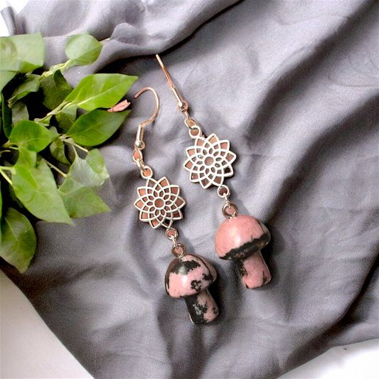 Tegan's Sterling Silver Rhodonite Mushrooms