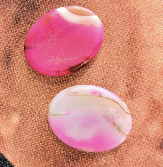Pink Dyed Agate Worry Stone
