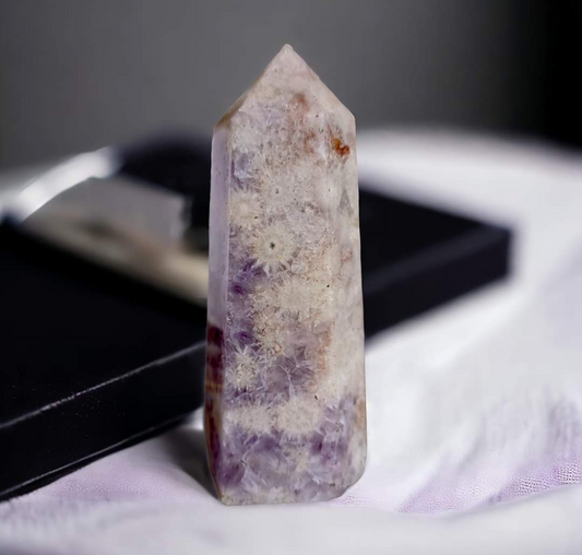 Amethyst & Cherry Blossom Agate Matrix Tower