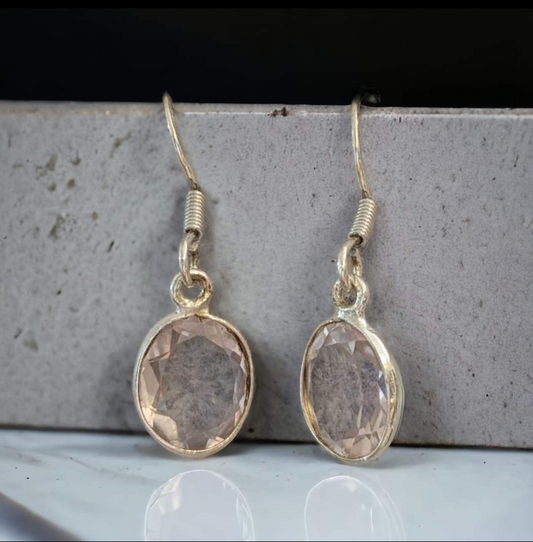 Sterling Silver Rose Quartz Earrings