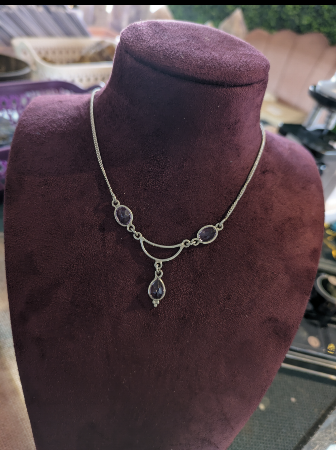 Tegan's Sterling Silver Amethyst Moon Necklace