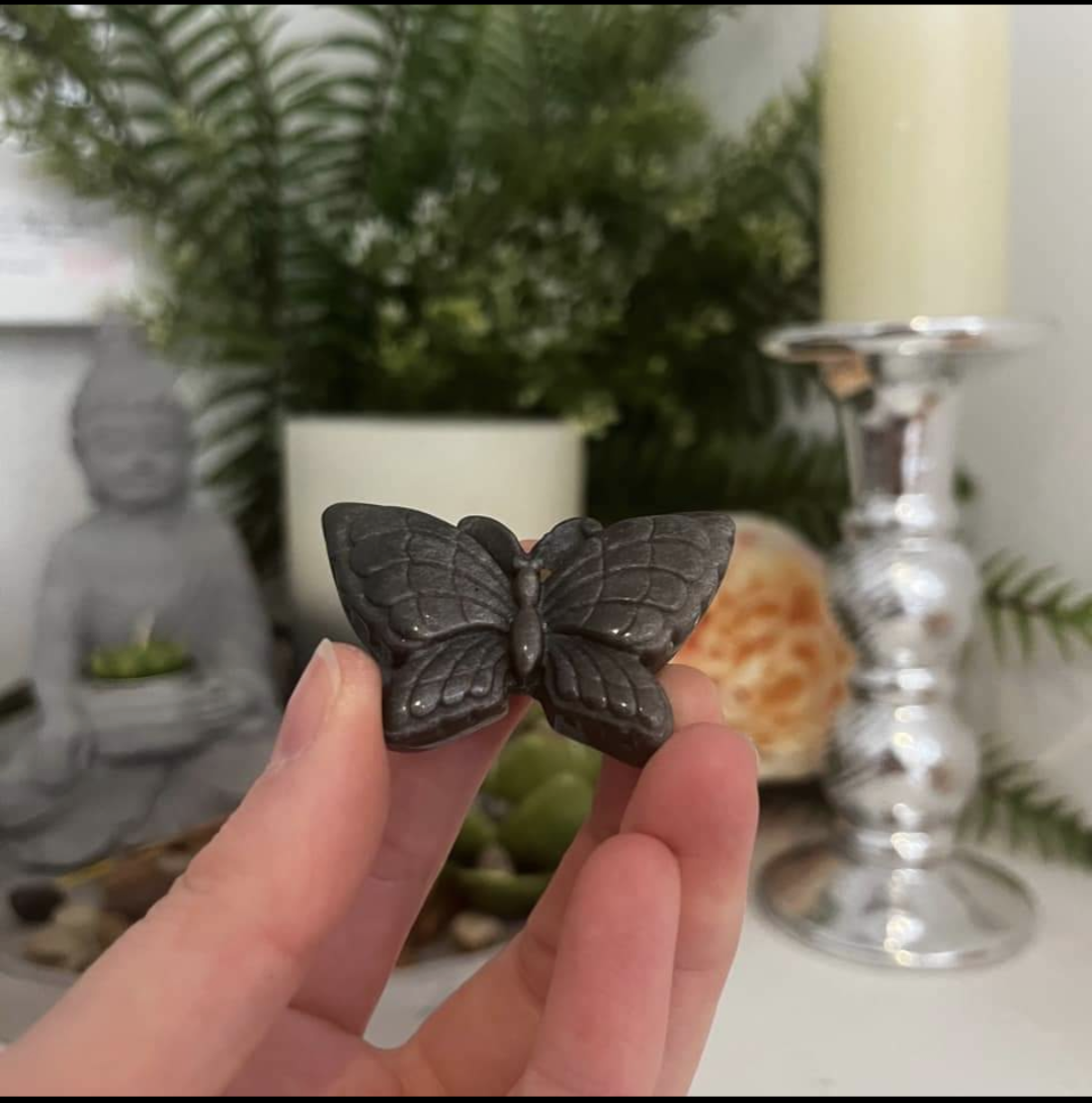 Silver Sheen Obsidian Butterfly
